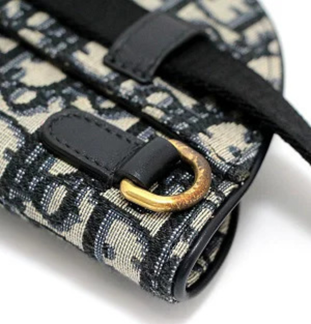 Dior Jacquard Navy  Christian Blue Waist Saddle Lowest Oblique Clutch - Picture 6 of 6